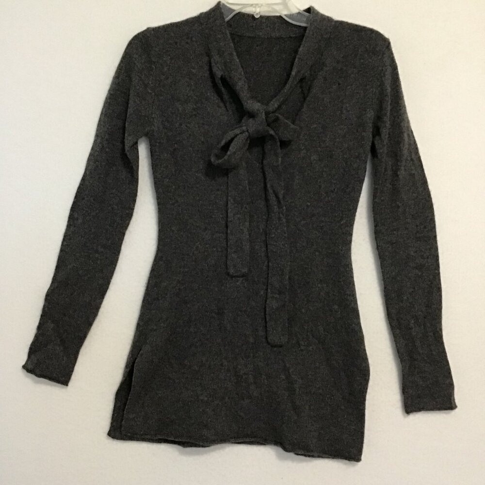Viridis Luxe Cashmere Blend V-Neck Sweater with Neck Tie Size M - Picture 9 of 12